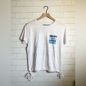 On Fire White 100% Cotton Enjoy the Little Things Short Sleeve T-Shirt